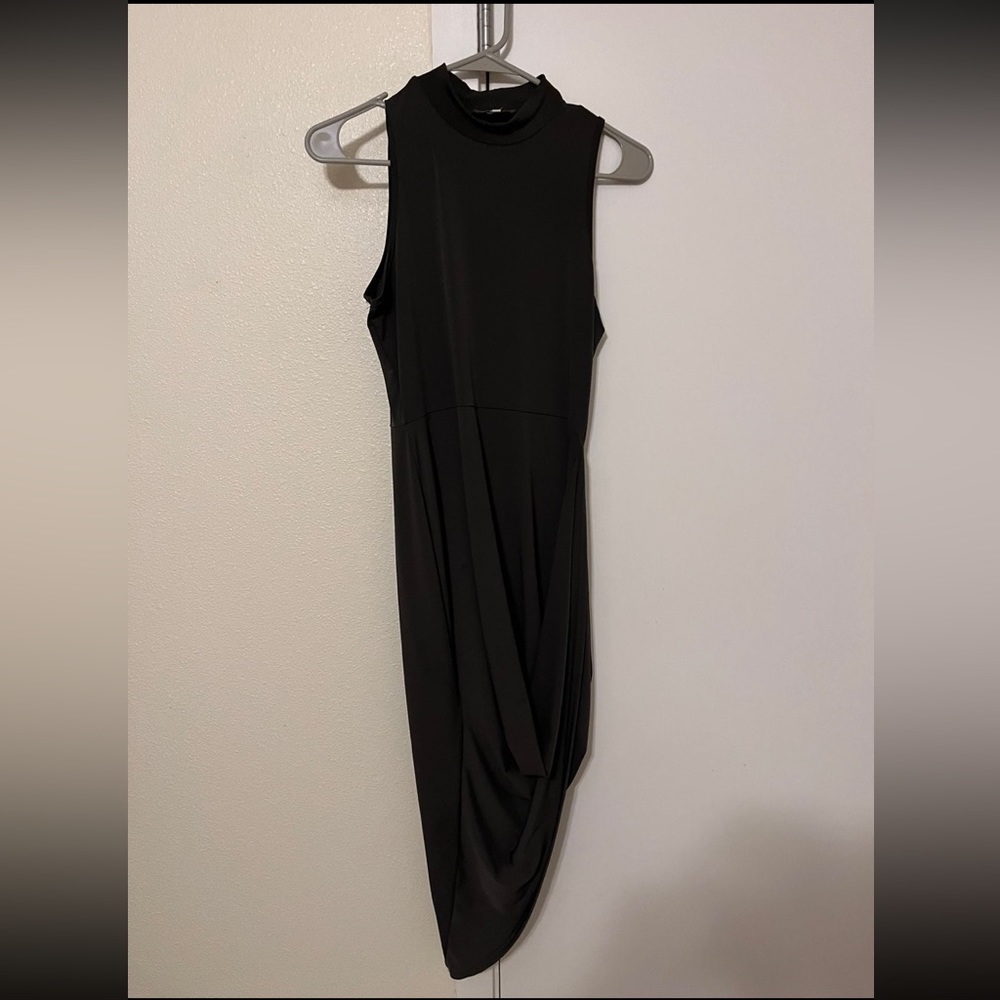 olive fitted midi dress